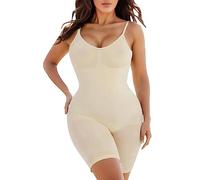 MODSGUE Skims Bodysuit Damen Stark Formend Nahtlos Mit Bein Rückenfreier Body Miederbody Große Größen Spitze Extra Stark Shaping Body Skims Bodysuit Bauchweg Seamless Body Shaper (A-Beige, S)