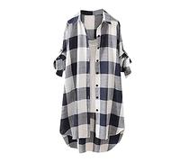 MODSGUE Traditional Blouse Women's Checked Long Top Classic Cut Sporty Activewear for Sports and Everyday Long Sleeve Checked Shirt Plaid Fitness Shirt