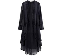 MODSGUE Women's Vintage Slim Medieval Retro Halloween & Christmas Ruffled Asymmetric Long Velvet Blazer Coat Casual Jackets My Hero Academia Cosplay Decorative Costume, black, 18