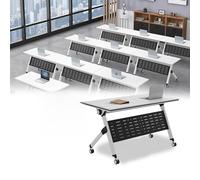 Modu Folding Training Desk Portable Flip Top Conference Table Heavy Du Multipurpose le Table for Office & Home Meetings Adjustable & Space Saving Design