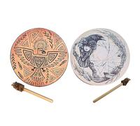 MODUDY 2 Pcs Shaman Drum,Frame Drum Mini Drum Set,Sound Healing Tool Tunable Frame Drum Tambourine Medicine Instrument for Camping,Meditation or Yoga(Bird Pattern)