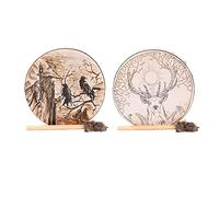 MODUDY 2 Pcs Shaman Drum,Frame Drum Mini Drum Set,Sound Healing Tool Tunable Frame Drum Tambourine Medicine Instrument for Camping,Meditation or Yoga(Deer)