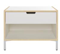 Modular bedside cabinet KORPUS WHITE, BIRCH PANEL, FRON WHITE PAINTED ON FEET Müller Möbelwerkstätten SINGLE PIECES