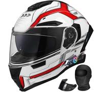 Modular Bluetooth Integral Helmet, Motorcycle Full Face Flip Helmet, ECE 22.06 Approved, for Scooter Moto Cross, Men Women C,Large