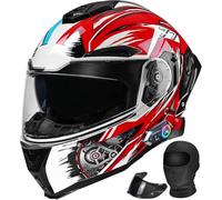 Modular Bluetooth Integral Helmet, Motorcycle Full Face Flip Helmet, ECE 22.06 Approved, for Scooter Moto Cross, Men Women A,Medium