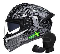 Modular Bluetooth Motorcycle Helmet Full Face Flip Up - DOT/ECE Certified, Anti-Fog Dual Visor, Built-in Headset, Lightweight Design(G,M 55~56CM)