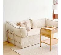 Modular Boneless Couch with Armrests & Backrest Cloud Sofa for Living Room & Office Comfortable Corduroy Fabric Space-Saving Couch in a Box 70.8in White