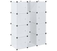Modular Cabinet with 9 Compartments, White Plastic, 109 x 36.5 x 143 cm, with Clothes Rail and Shelves for Bedroom, Children's Room, Hallway, Modern Storage System, Compact and Versatile
