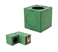Modular Cat Playground, 3-Piece Premium Felt Tunnel System (Green,Square)