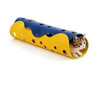Modular Cat Tunnel, Infinite Splicing Multi-Shape Transformable Play Maze for Indoor Cats Kittens Small Animals (Yellow+Blue)
