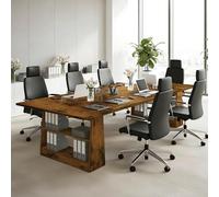 Modular Conference Table - Scratch-Resint Solid Wood Meeting Desk for 4-6 People, Perfect for Home Office, Meeting Rooms & Worpaces, Multi-Layer Sto Design