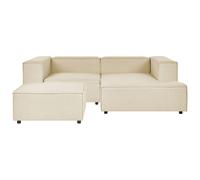 Modular Corner Sofa APRICA Faux Linen Beige with Ottoman 2 Seater Left Hand