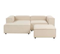 Modular Corner Sofa 3 Seater ARDAL Right Hand Beige Fabric with Ottoman