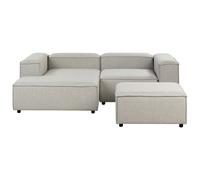 Beliani Right Hand 3 Seater Modular Fabric Corner Sofa With Ottoman Light Grey Ardal, Grey