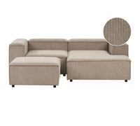 Modular Corner Sofa 3 Seater ARDAL Left Hand Light Brown Corduroy with Ottoman
