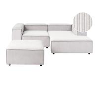Modular Corner Sofa 3 Seater ARDAL Left Hand Off-White Corduroy with Ottoman