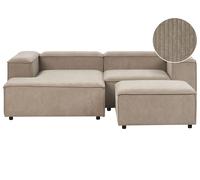 Modular Corner Sofa 3 Seater ARDAL Right Hand Light Brown Corduroy with Ottoman