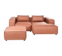 Modular Corner Sofa 3 Seater BRANDE Faux Leather Golden Brown Left Hand