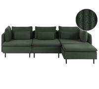 Modular Corner Sofa 3 Seater EGERIS Corduroy Dark Green Left Hand