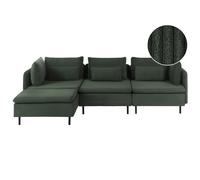 Modular Corner Sofa 3 Seater EGERIS Corduroy Dark Green Right Hand