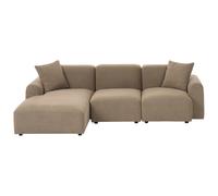 Modular Corner Sofa 3 Seater HEDE Fabric Brown Right Hand