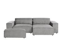 Modular Corner Sofa 3 Seater HELLNAR Left Hand Grey Fabric with Ottoman