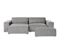 Modular Corner Sofa 3 Seater HELLNAR Right Hand Grey Fabric with Ottoman