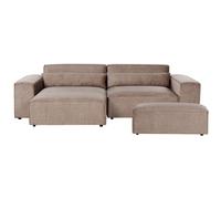 Modular Corner Sofa 3 Seater HELLNAR with Ottoman Fabric Light Brown Right Hand