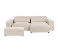 Modular Corner Sofa 3 Seater HELLNAR with Ottoman Velvet Light Beige Left Hand