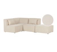 Beliani Right Hand 3 Seater Modular Jumbo Cord Corner Sofa With Ottoman Beige Lemvig, Brown