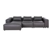 Modular Corner Sofa 4 Seater BRANDE Faux Leather Black Right Hand