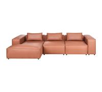 Modular Corner Sofa 4 Seater BRANDE Faux Leather Golden Brown Right Hand