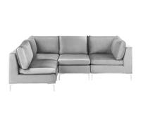 Modular Corner Sofa 4 Seater EVJA Velvet Grey Right Hand