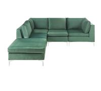 Modular Corner Sofa 4 Seater EVJA Velvet Green with Ottoman Right Hand