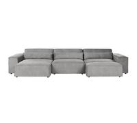 Beliani Modular Corner Sofa 5 Seater Hellnar Right Hand Grey Fabric With Ottoman