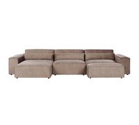 Modular Corner Sofa 4 Seater HELLNAR with Ottoman Fabric Light Brown Right Hand