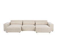 Modular Corner Sofa 4 Seater HELLNAR with Ottoman Velvet Light Beige Left Hand