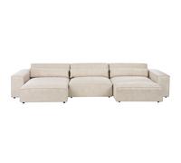 Modular Corner Sofa 4 Seater HELLNAR with Ottoman Velvet Light Beige Right Hand