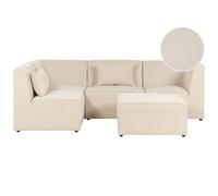 Beliani Right Hand 4 Seater Modular Jumbo Cord Corner Sofa With Ottoman Beige Lemvig, Brown