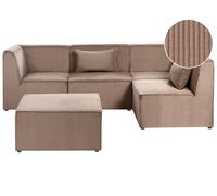 Modular Corner Sofa 4 Seater LEMVIG Corduroy Sand Beige Left Hand