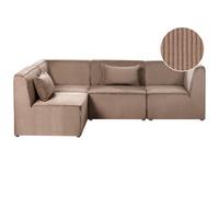 Beliani Modular Corner Sofa 4 Seater Lemvig Corduroy Sand Beige Right Hand