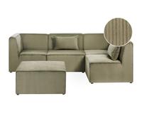 Modular Corner Sofa 4 Seater LEMVIG with Ottoman Corduroy Green Left Hand