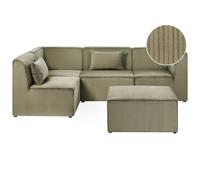 Modular Corner Sofa 4 Seater LEMVIG Right Hand Green Corduroy with Ottoman