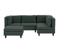 Modular Corner Sofa 4 Seater UNSTAD Fabric Dark Green with Ottoman Left Hand