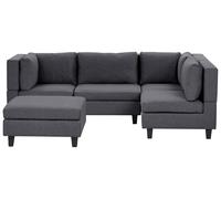 Modular Corner Sofa 4 Seater UNSTAD Fabric Dark Grey with Ottoman Left Hand