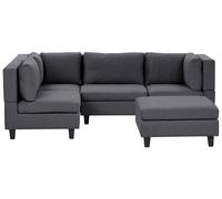 Modular Corner Sofa 4 Seater UNSTAD with Ottoman Fabric Dark Grey Right Hand