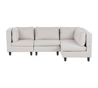Modular Corner Sofa 4 Seater UNSTAD Fabric Light Beige Left Hand