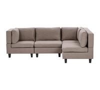 UNSTAD 4 Seater Modular Corner Sofa Left Hand Brown Fabric