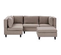 Modular Corner Sofa 4 Seater UNSTAD Fabric Brown with Ottoman Right Hand