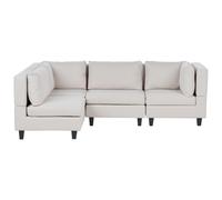 Beliani Modular Corner Sofa 4 Seater Unstad Fabric Light Beige Right Hand